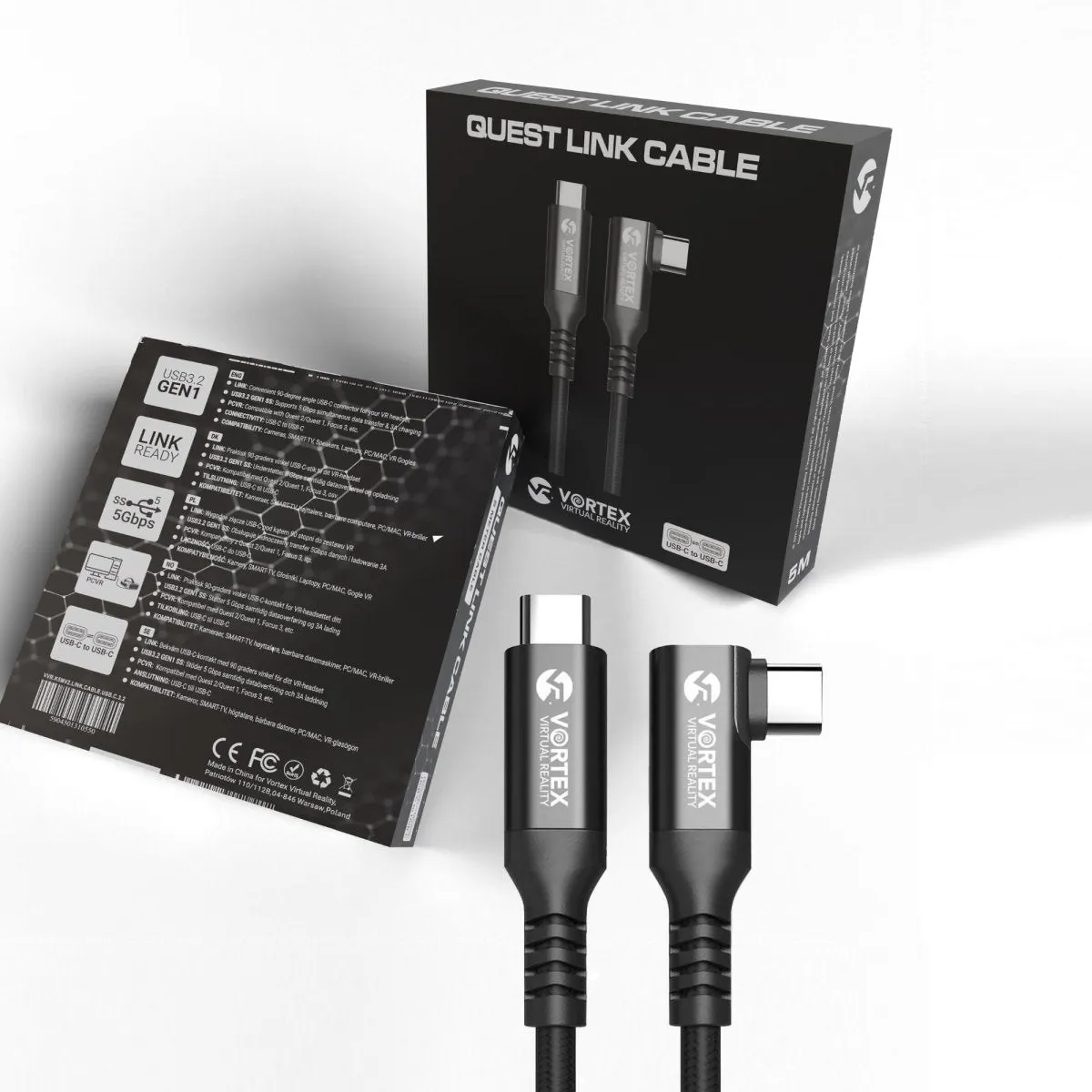 5m cable from VortexVR USB-C to Meta Quest Link | to Quest 3S Quest 3 Quest 2