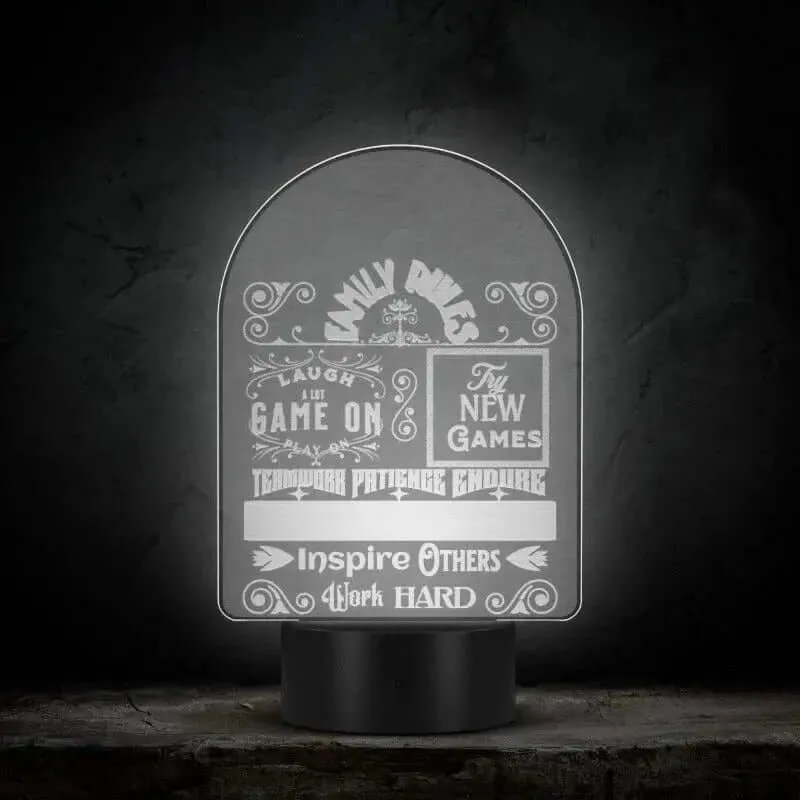 Acrylic Family Rules Light: Illuminate Your Gaming Haven