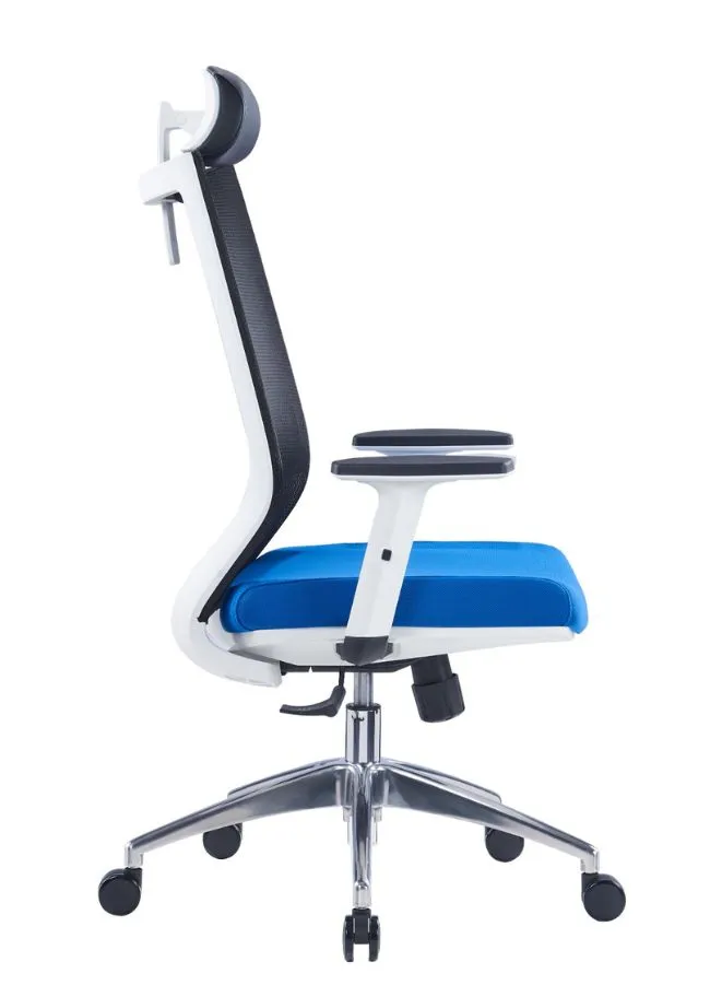 Ergonomic Office Chair with Lumbar Support and Rollerblade Wheels, Blue Seat Black Back Reclining High Back with Breathable Mesh, Adjustable Headrest & Armrest, Comfortable Desk Chairs