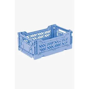 Foldable Storage Bins, Plastic Crate for Storage, Collapsible Crate, Utility Stackable Box Small Baby Blue