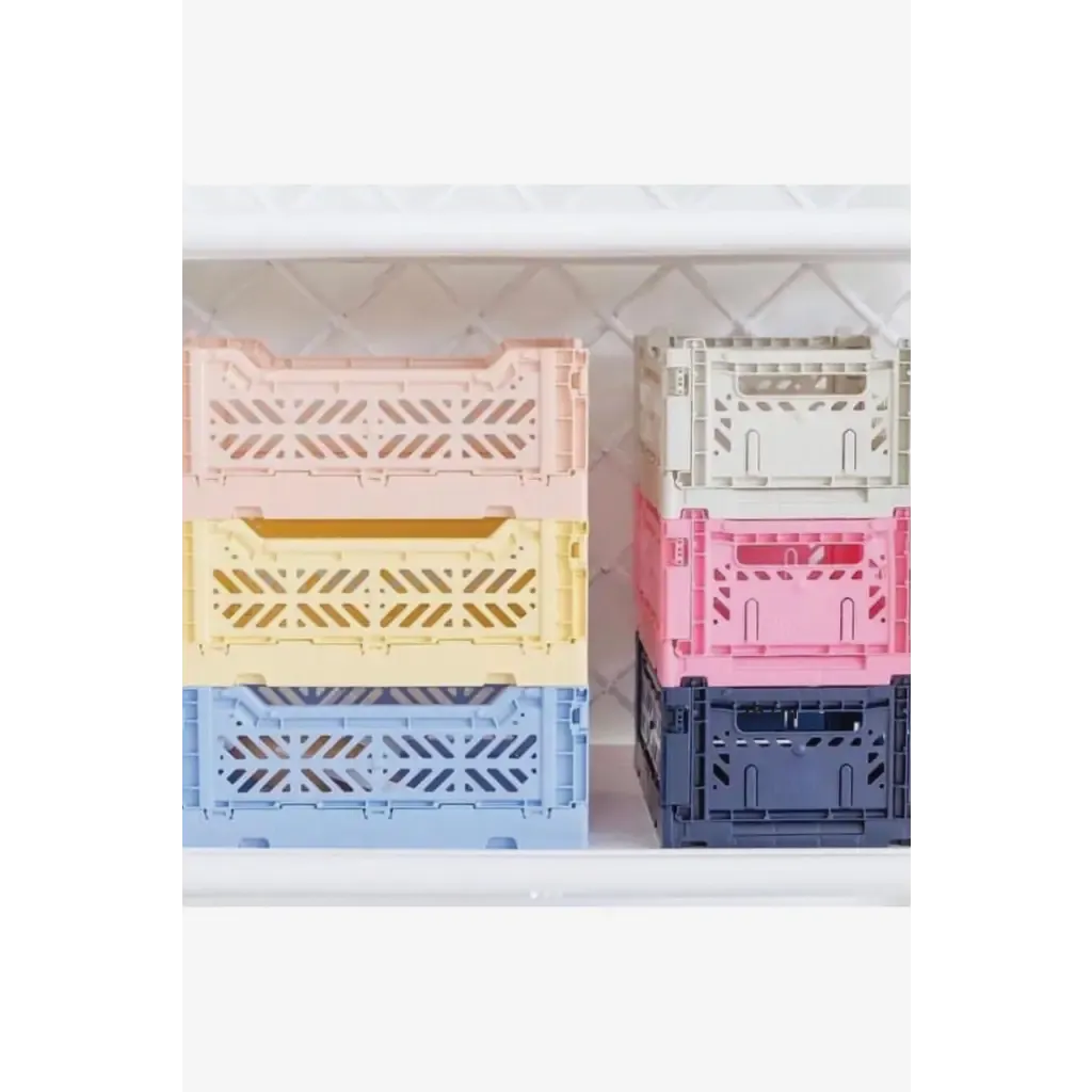 Foldable Storage Bins, Plastic Crate for Storage, Collapsible Crate, Utility Stackable Box Small Baby Pink
