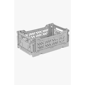 Foldable Storage Bins, Plastic Crate for Storage, Collapsible Crate, Utility Stackable Box Small Gray