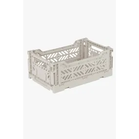 Foldable Storage Bins, Plastic Crate for Storage, Collapsible Crate, Utility Stackable Box Small Light Gray