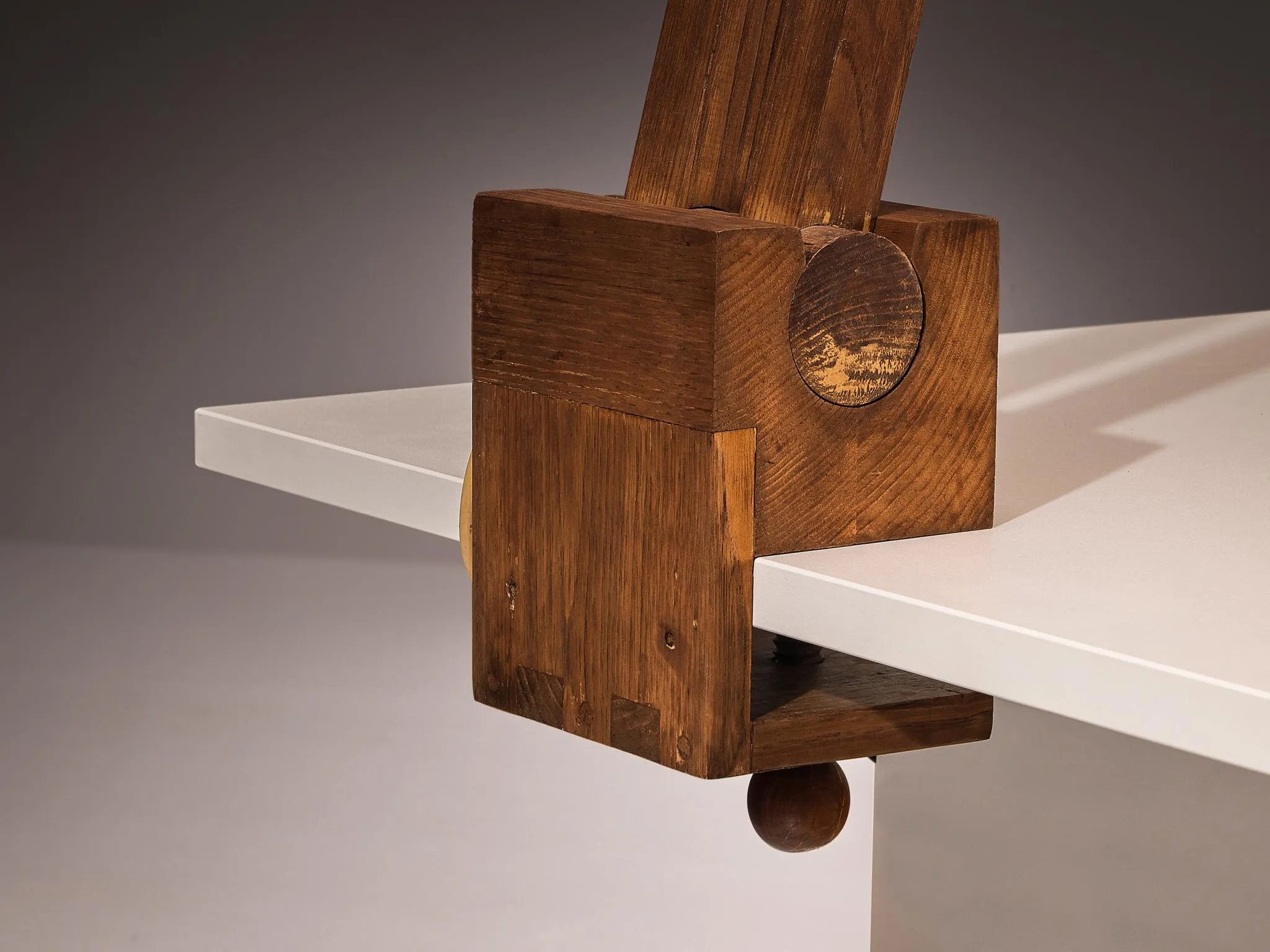 Paolo Pallucco Playful Table Clamp Lamp in Solid Chestnut