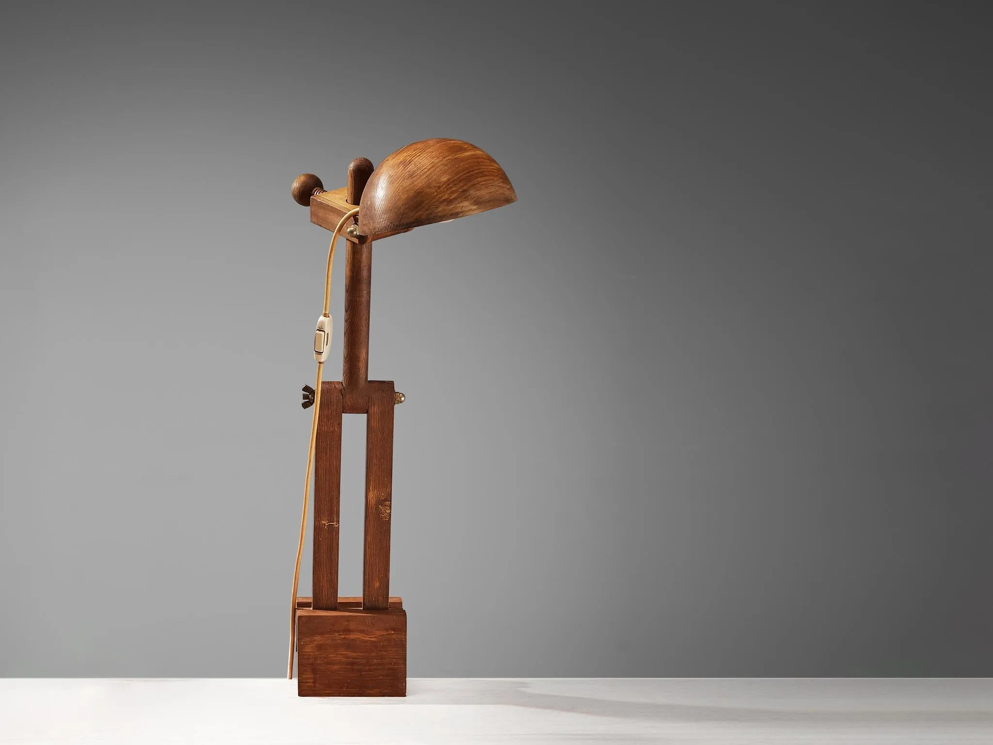 Paolo Pallucco Playful Table Clamp Lamp in Solid Chestnut