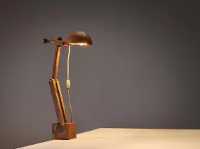 Paolo Pallucco Playful Table Clamp Lamp in Solid Chestnut