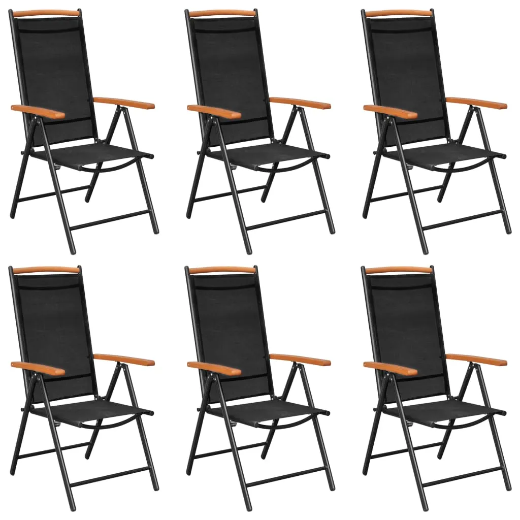 Patio Folding Chairs Camping Garden Chair with Armrest Textilene Black