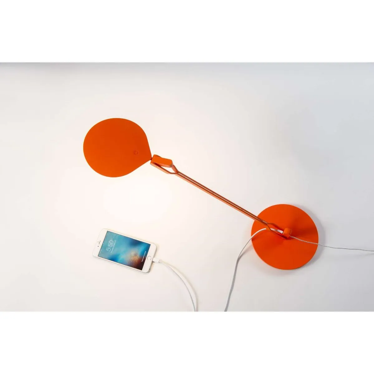 Splitty Matte Orange Contemporary LED Desk Lamp with Table Base and USB Port